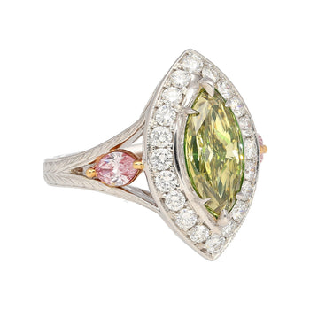 GIA Certified 1.92 carat Brownish Greenish Yellow Marquise Cut Diamond Ring – Assay Jewelers