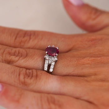 GIA Certified 2 Carat Burma Ruby Diamond Platinum Cocktail Ring – Assay Jewelers