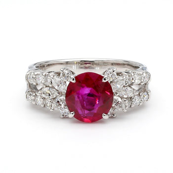 GIA Certified 2 Carat Burma Ruby Diamond Platinum Cocktail Ring – Assay Jewelers
