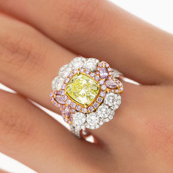GIA Certified 2.02 Carat Cushion Cut Fancy Greenish Yellow Diamond Ring – Assay Jewelers