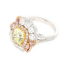 GIA Certified 2.02 Carat Cushion Cut Fancy Greenish Yellow Diamond Ring