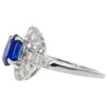 GIA Certified 2.18 Carat Oval Blue Sapphire & Diamond Platinum Bypass Halo Ring