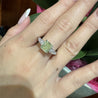 GIA Certified 2.22 Carat Fancy Yellow-Green Radiant Cut Diamond 3 Stone Ring in 18K White Gold