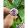 GIA Certified 2.4 Carat No Heat Pink Sapphire & Briolette Diamond Platinum Ring