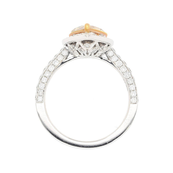 GIA Certified 2.53 Carat Pear Cut Brown Diamond Halo Pave Engagement Ring