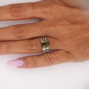 GIA Certified 2.62 Carat Oval Green Alexandrite & Diamond Platinum Vintage Ring – Assay Jewelers