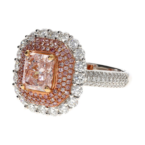 GIA Certified 2.69ct Fancy Orangy Pink Diamond Halo Ring