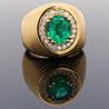 GIA Certified 3.01 Carat Colombian Emerald & Diamond 18K Yellow Gold Unisex Ring