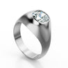 GIA Certified 3.01 Carat E/VS1 Cushion Cut Diamond Mens Solitaire Bezel Ring