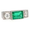 GIA Certified 3.10 Carat No Oil Muzo Colombian Emerald & Old Cut Diamond Ring