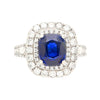 GIA Certified 3.12 Carat Cushion Cut No Heat Sapphire & Diamond Ring