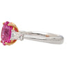 GIA Certified 3.2 Carat No Heat Pink Sapphire Oval and Diamond 3 Stone Ring