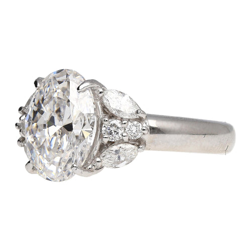 GIA Certified 3.23 Carat TW Oval Lab Grown Diamond Platinum Engagement Ring