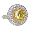 GIA Certified 3.3 Carat Fancy Intense Yellow Flawless Round Diamond Ring