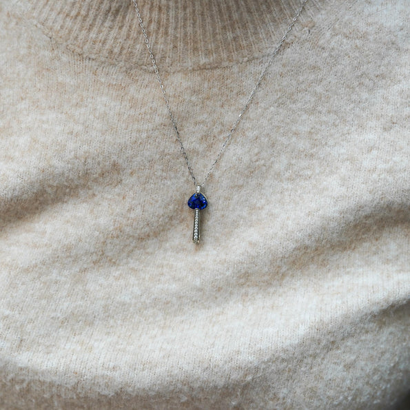 GIA Certified 3.5 Carat Heart Blue Sri Lanka Sapphire Diamond 18K Drop Pendant