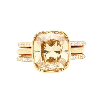 GIA Certified 5.02 Carat Cushion Cut Fancy Brown Yellow Diamond Ring in 18K Rose Gold & Detachable Bands – Assay Jewelers