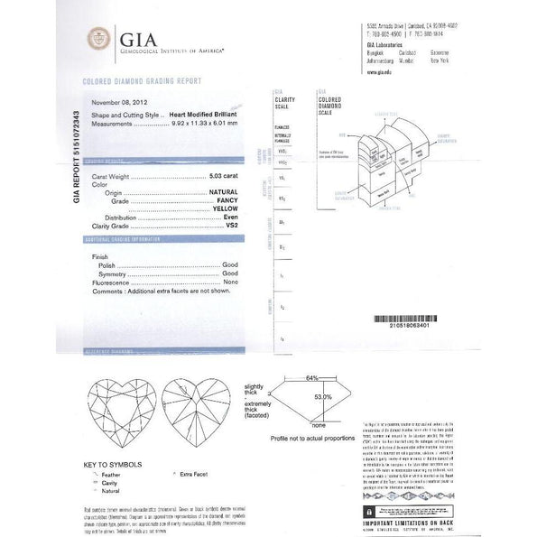 GIA Certified 5.03 Carat Fancy Yellow Heart-Shaped Diamond & Halo 18K Gold Ring