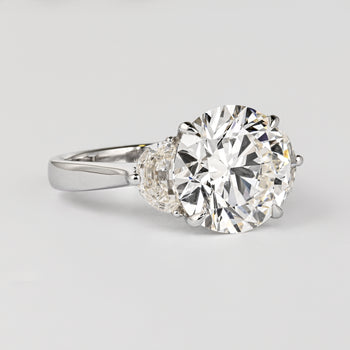 GIA Certified 5.03 Carat J/VVS1 Round Cut Diamond Ring Half Moon Cut Side Stones – Assay Jewelers