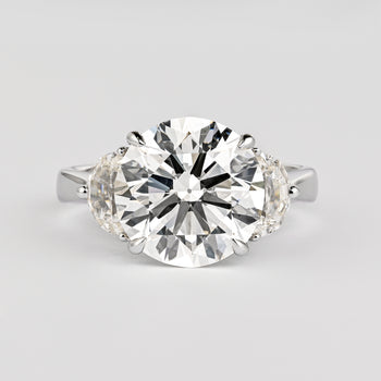 GIA Certified 5.03 Carat J/VVS1 Round Cut Diamond Ring Half Moon Cut Side Stones – Assay Jewelers