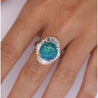 GIA Certified 5.38 Carat Black Opal and Diamond Ballerina Vintage Platinum Ring