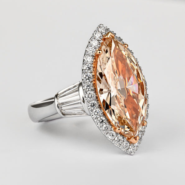 GIA Certified 5.69 Carat Fancy Light Brown-Yellow Marquise Diamond Ring