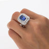 GIA Certified 6 Carat Emerald Cut No Heat Burma Blue Sapphire & Diamond Ring