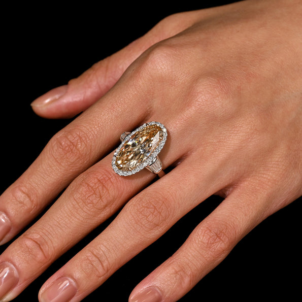 GIA Certified 6 Carat Fancy Light Yellow-Brown Diamond 18K White Gold Ring