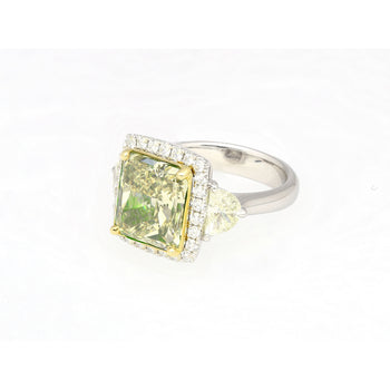 GIA Certified 6.07 Carat Radiant Cut Fancy Brownish Greenish Yellow Diamond Ring – Assay Jewelers