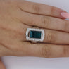 GIA Certified 6.40 Carat Blue Indicolite Tourmaline Vintage Retro Platinum Ring