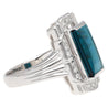 GIA Certified 6.40 Carat Blue Indicolite Tourmaline Vintage Retro Platinum Ring