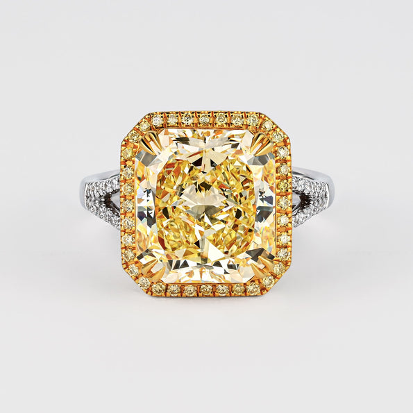 GIA Certified 6.6 Carat Fancy Yellow Diamond 18K Gold Split Shank Ring