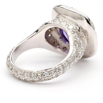 GIA Certified 7 Carat Purple Sri Lanka Sapphire Diamond Halo 18K White Gold Ring – Assay Jewelers