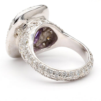 GIA Certified 7 Carat Purple Sri Lanka Sapphire Diamond Halo 18K White Gold Ring – Assay Jewelers