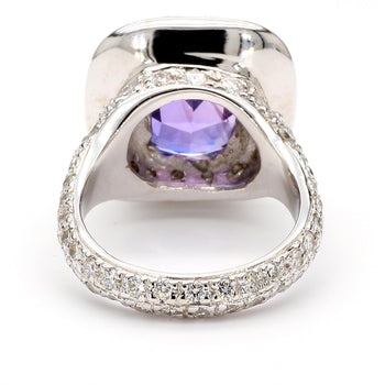 GIA Certified 7 Carat Purple Sri Lanka Sapphire Diamond Halo 18K White Gold Ring – Assay Jewelers