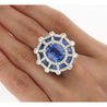 GIA Certified 8.46 Carat No Heat Blue Sapphire & Diamond Art Deco Style Ring