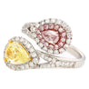 GIA Certified Fancy Intense Yellow & Fancy Light Pink Diamond Toi Et Moi Ring in 18K White Gold