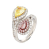 GIA Certified Fancy Intense Yellow & Fancy Light Pink Diamond Toi Et Moi Ring in 18K White Gold