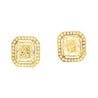 GIA Certified Natural 3 Carat TW Fancy Yellow Diamond Radiant Cut Stud Earrings in 18K Gold