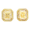 GIA-zertifizierte natürliche 3 Karat TW fancy gelbe Diamant-Radiant-Cut-Ohrstecker aus 18 Karat Gold