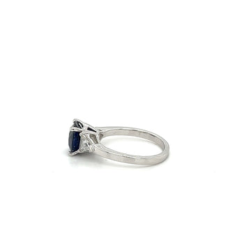 GIA Certified No Heat Blue Sapphire & Trillion Cut Diamond 3-Stone Engagement Ring – Assay Jewelers