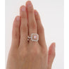 GIA Certified Orangy Pink Diamond Double Halo 18K Gold Ring