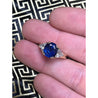 GIA Certified Oval Blue Sapphire and Trillion Diamond 3 Stone Ring in 18K