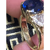 GIA Certified Oval Blue Sapphire and Trillion Diamond 3 Stone Ring in 18K