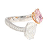 GIA Certified Oval Cut Fancy Orangy Pink & White Diamond Toi Et Moi 18K Ring