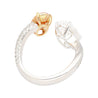 GIA Certified Oval Cut Fancy Orangy Pink & White Diamond Toi Et Moi 18K Ring