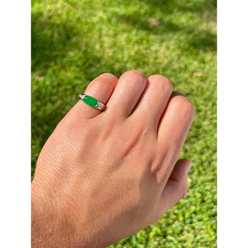 GIA certified Oval Jade with Diamond Sidestones in Platinum Ring – Assay Jewelers