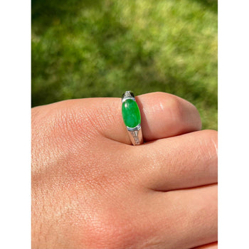 GIA certified Oval Jade with Diamond Sidestones in Platinum Ring – Assay Jewelers