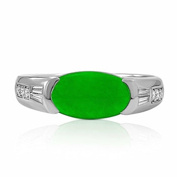 GIA certified Oval Jade with Diamond Sidestones in Platinum Ring – Assay Jewelers
