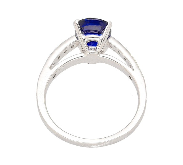 GRS Certified 2.06 Carat Vivid Deep Blue Sapphire & Diamond Ring