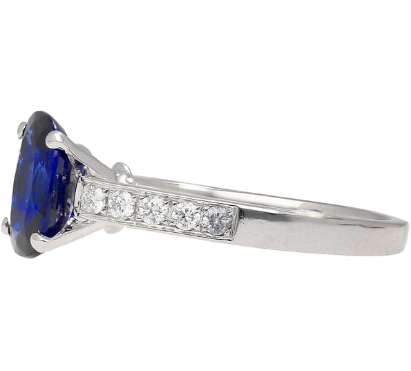 GRS Certified 2.06 Carat Vivid Deep Blue Sapphire & Diamond Ring